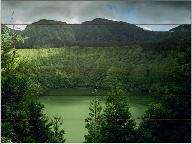 Jezero, Azorské ostrovy A - 60x80 - dřevo