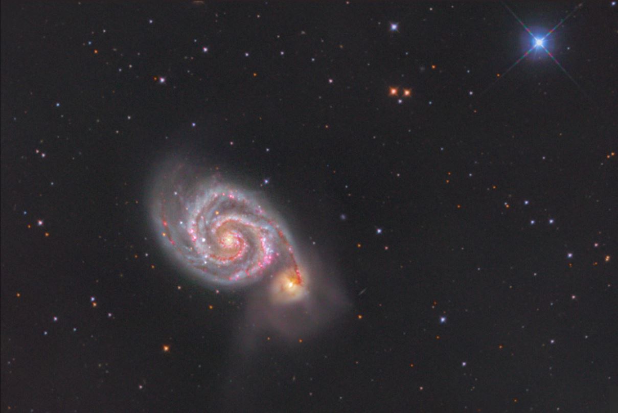Galaxie M51 v H-alfa verzi